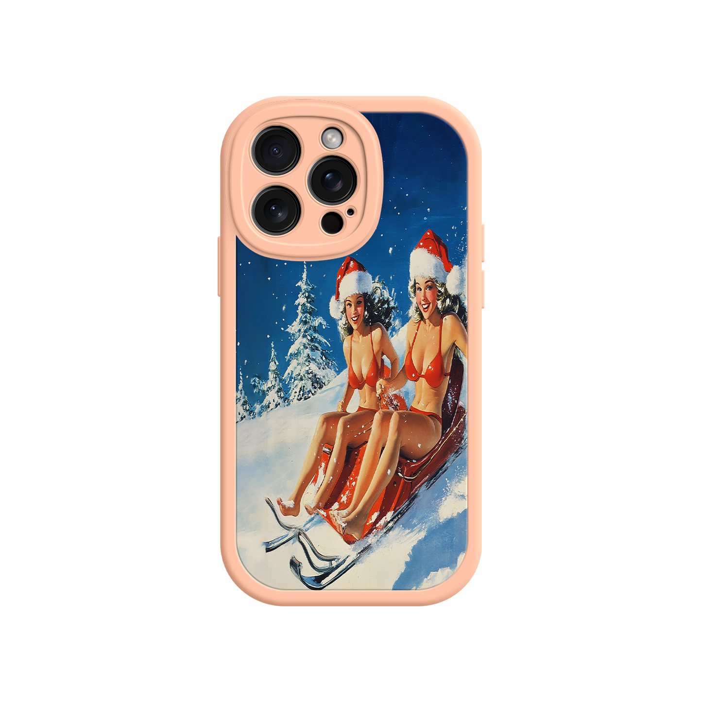 #MC0027 Factory Wholesale Santa Bikini Sled iPhone 17 Case – Funny Christmas Design, Sexy Holiday Vibes, Winter Wonderland Art