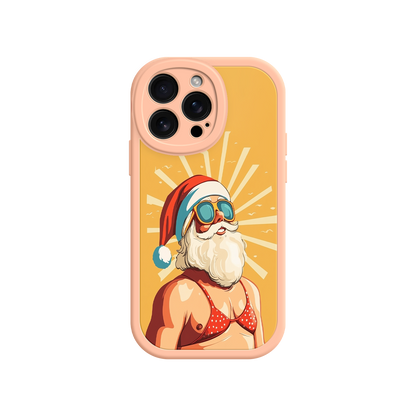 Red polka-dot bikini Santa phone case for festive fun
