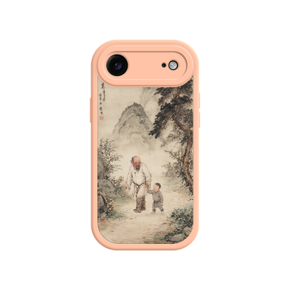 Traditional iPhone case with pine tree and scroll art