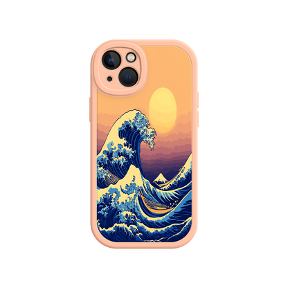 #MC0012 Factory Wholesale Great Wave Sunset iPhone Case – Japanese Art with Ocean & Mountain Design
