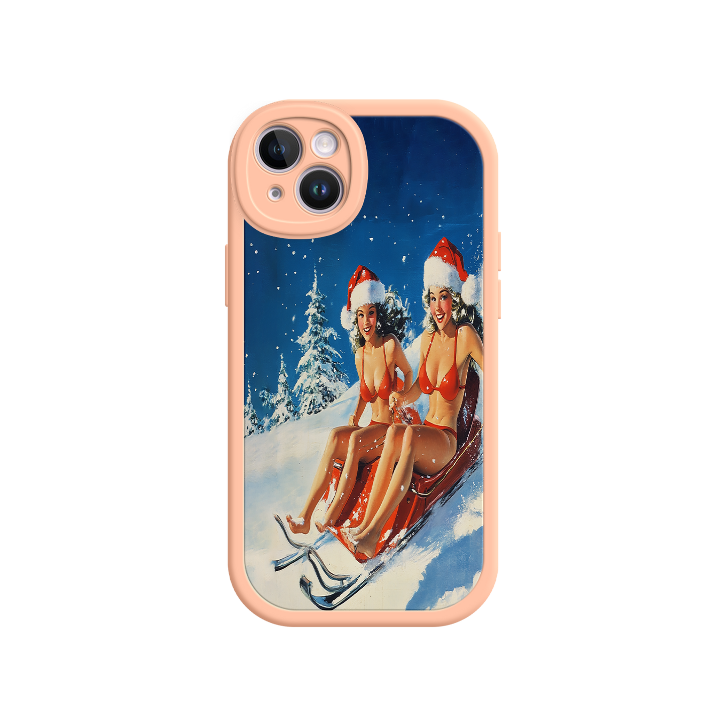 #MC0027 Factory Wholesale Santa Bikini Sled iPhone 17 Case – Funny Christmas Design, Sexy Holiday Vibes, Winter Wonderland Art