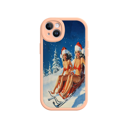 #MC0027 Factory Wholesale Santa Bikini Sled iPhone 17 Case – Funny Christmas Design, Sexy Holiday Vibes, Winter Wonderland Art