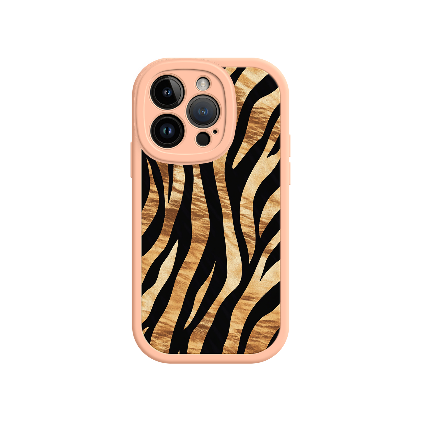 #MC0011 Factory Wholesale Tiger Stripe iPhone Case – Bold Animal Print with Olive Green Frame