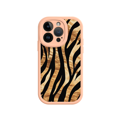 #MC0011 Factory Wholesale Tiger Stripe iPhone Case – Bold Animal Print with Olive Green Frame