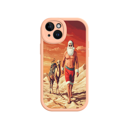 #MC0028 Factory Wholesale Desert Santa iPhone 17 Case – Funny Christmas Design, Muscular Santa & Camel, Holiday Heat Vibes