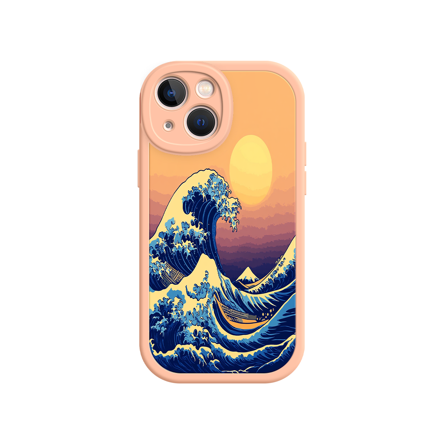 #MC0012 Factory Wholesale Great Wave Sunset iPhone Case – Japanese Art with Ocean & Mountain Design