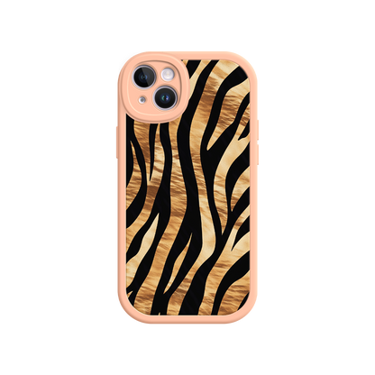 #MC0011 Factory Wholesale Tiger Stripe iPhone Case – Bold Animal Print with Olive Green Frame