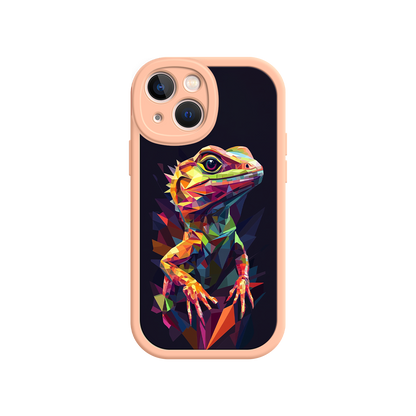 #MC0024 Factory Wholesale Geometric Lizard iPhone 17 Case – Colorful Polygon Art, Protective Animal Print Cover, Bold Reptile Design