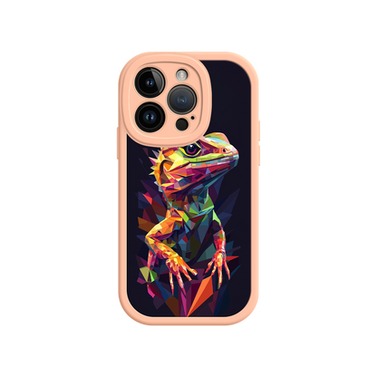 #MC0024 Factory Wholesale Geometric Lizard iPhone 17 Case – Colorful Polygon Art, Protective Animal Print Cover, Bold Reptile Design