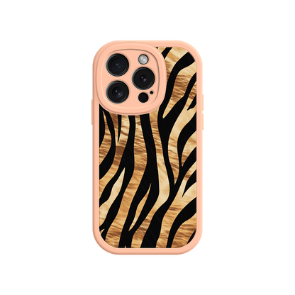 #MC0011 Factory Wholesale Tiger Stripe iPhone Case – Bold Animal Print with Olive Green Frame