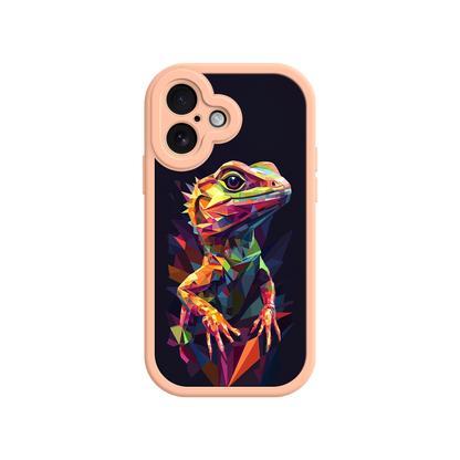 #MC0024 Factory Wholesale Geometric Lizard iPhone 17 Case – Colorful Polygon Art, Protective Animal Print Cover, Bold Reptile Design