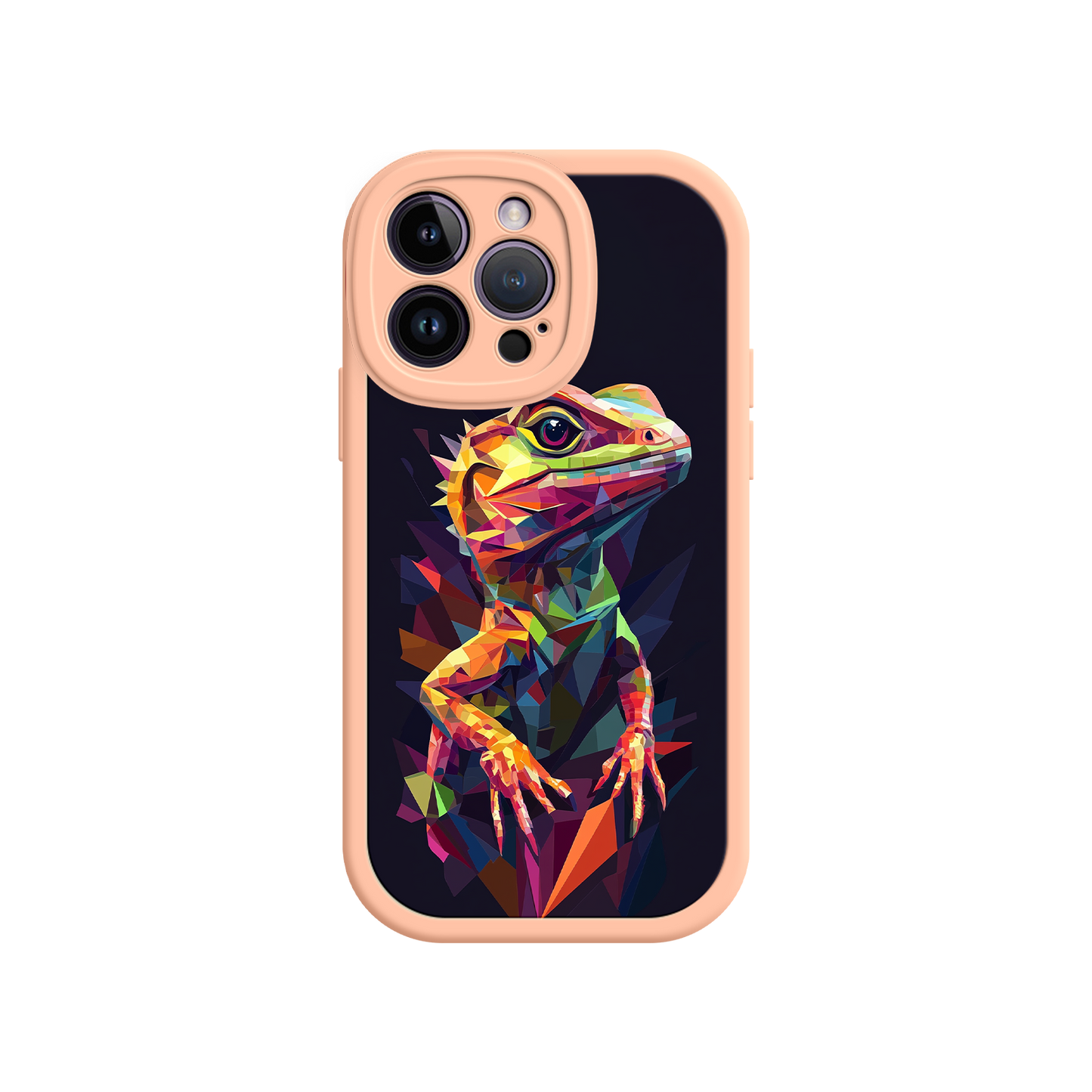 #MC0024 Factory Wholesale Geometric Lizard iPhone 17 Case – Colorful Polygon Art, Protective Animal Print Cover, Bold Reptile Design