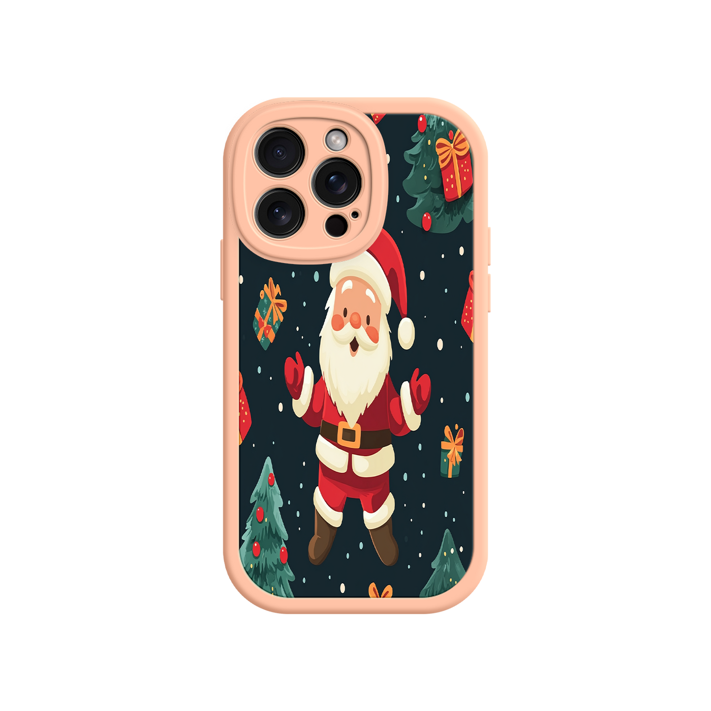 #MC0032 Factory Wholesale Festive Santa iPhone 17 Case – Christmas Holiday Design, Jolly Santa Claus, Gift Boxes & Trees