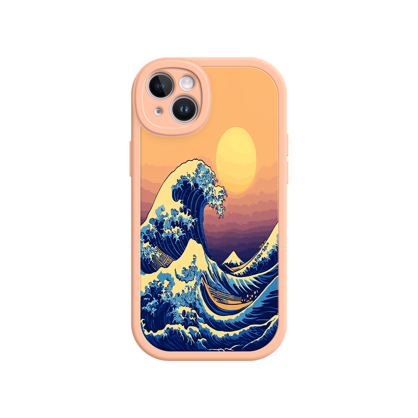 #MC0012 Factory Wholesale Great Wave Sunset iPhone Case – Japanese Art with Ocean & Mountain Design