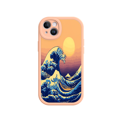 #MC0012 Factory Wholesale Great Wave Sunset iPhone Case – Japanese Art with Ocean & Mountain Design