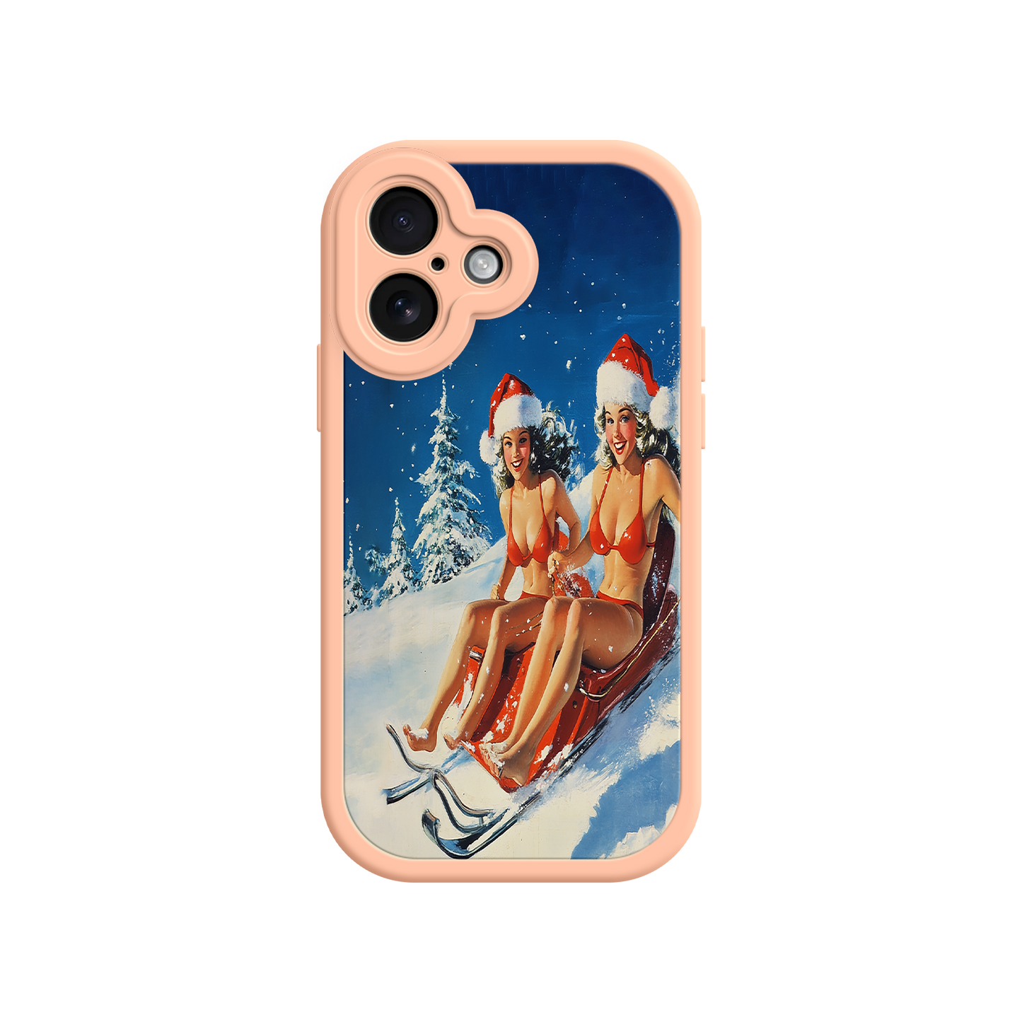 #MC0027 Factory Wholesale Santa Bikini Sled iPhone 17 Case – Funny Christmas Design, Sexy Holiday Vibes, Winter Wonderland Art