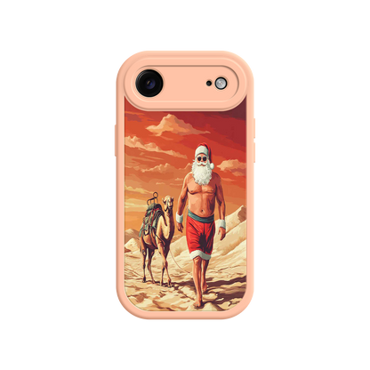 #MC0028 Factory Wholesale Desert Santa iPhone 17 Case – Funny Christmas Design, Muscular Santa & Camel, Holiday Heat Vibes