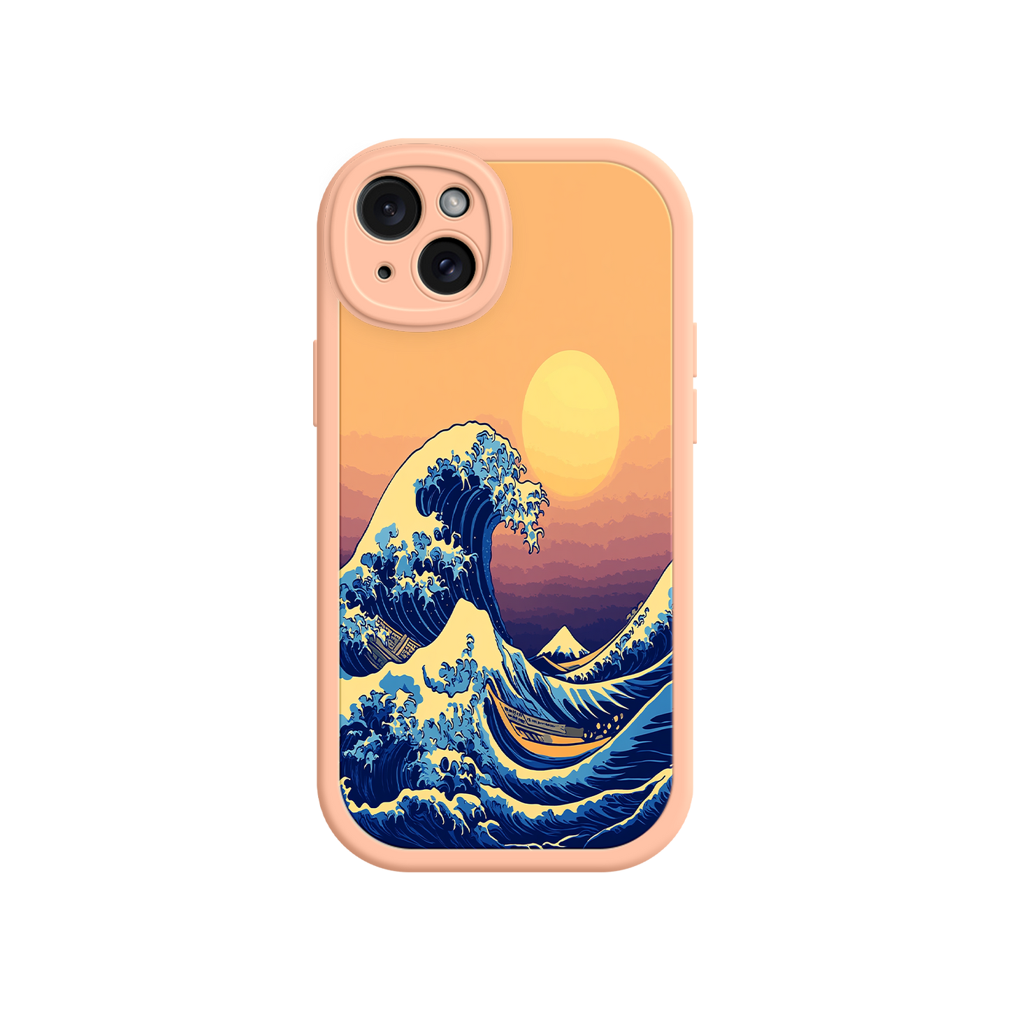 #MC0012 Factory Wholesale Great Wave Sunset iPhone Case – Japanese Art with Ocean & Mountain Design