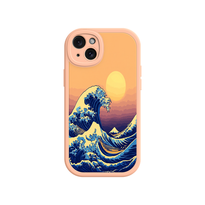 #MC0012 Factory Wholesale Great Wave Sunset iPhone Case – Japanese Art with Ocean & Mountain Design