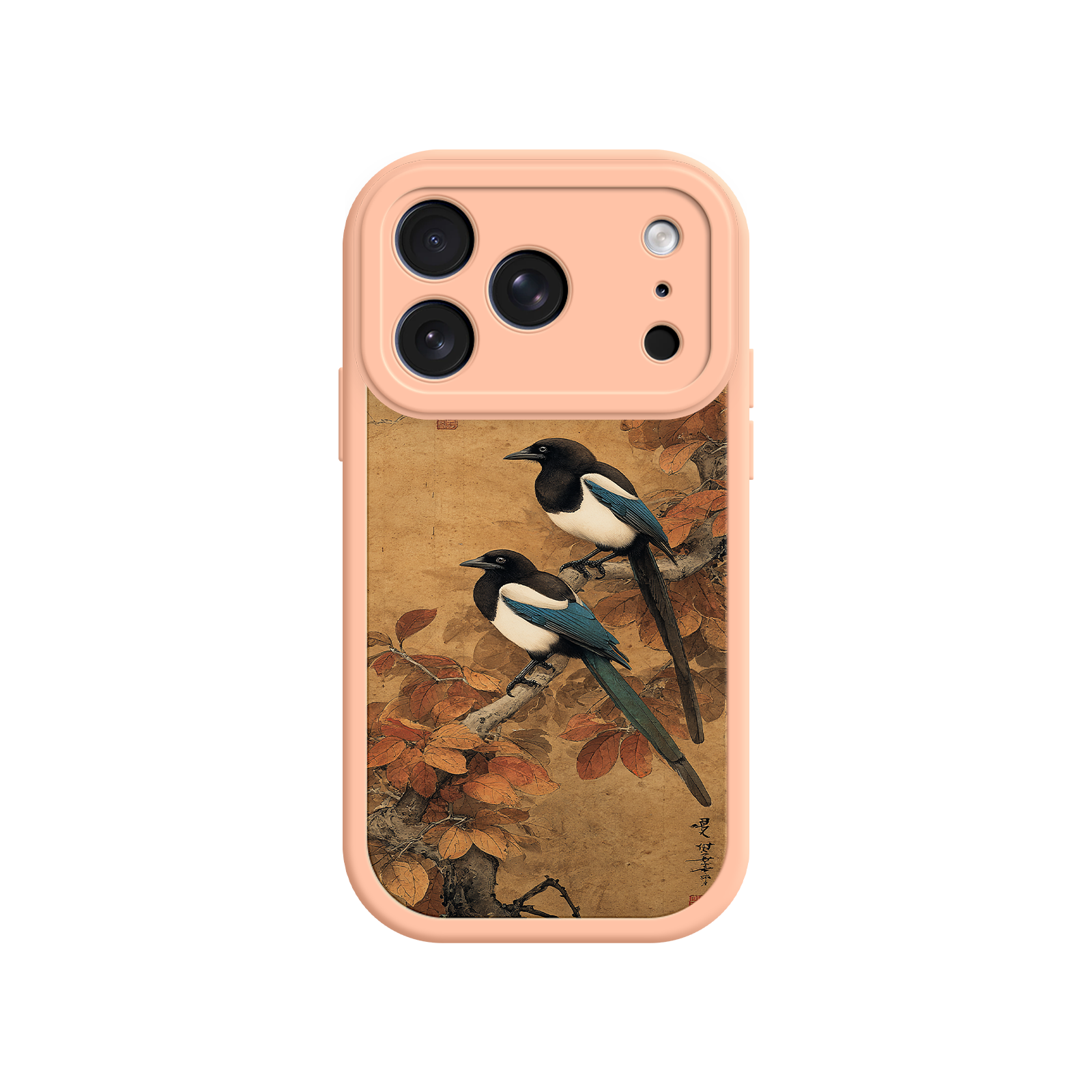 Cultural phone case with traditional bird painting