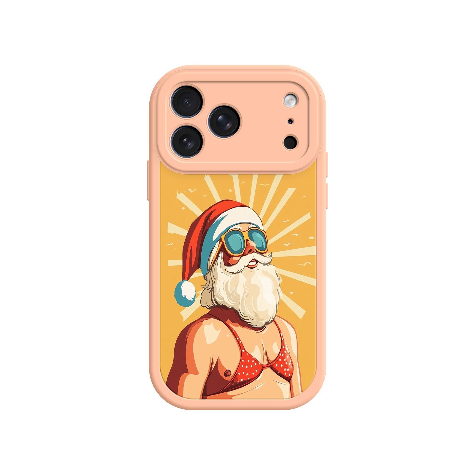 Santa Claus phone case with red polka-dot bikini