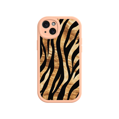 #MC0011 Factory Wholesale Tiger Stripe iPhone Case – Bold Animal Print with Olive Green Frame