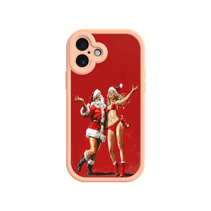 #MC0036 Factory Wholesale Merry & Flirty iPhone 17 Case – Fun Christmas Couple, Bold Red Festive Design, Santa & Sexy Santa Girl