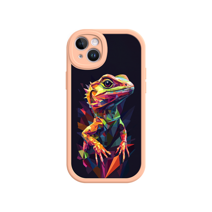 #MC0024 Factory Wholesale Geometric Lizard iPhone 17 Case – Colorful Polygon Art, Protective Animal Print Cover, Bold Reptile Design
