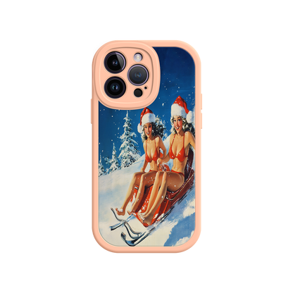 #MC0027 Factory Wholesale Santa Bikini Sled iPhone 17 Case – Funny Christmas Design, Sexy Holiday Vibes, Winter Wonderland Art