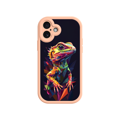 #MC0024 Factory Wholesale Geometric Lizard iPhone 17 Case – Colorful Polygon Art, Protective Animal Print Cover, Bold Reptile Design