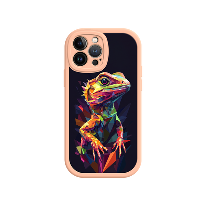 #MC0024 Factory Wholesale Geometric Lizard iPhone 17 Case – Colorful Polygon Art, Protective Animal Print Cover, Bold Reptile Design