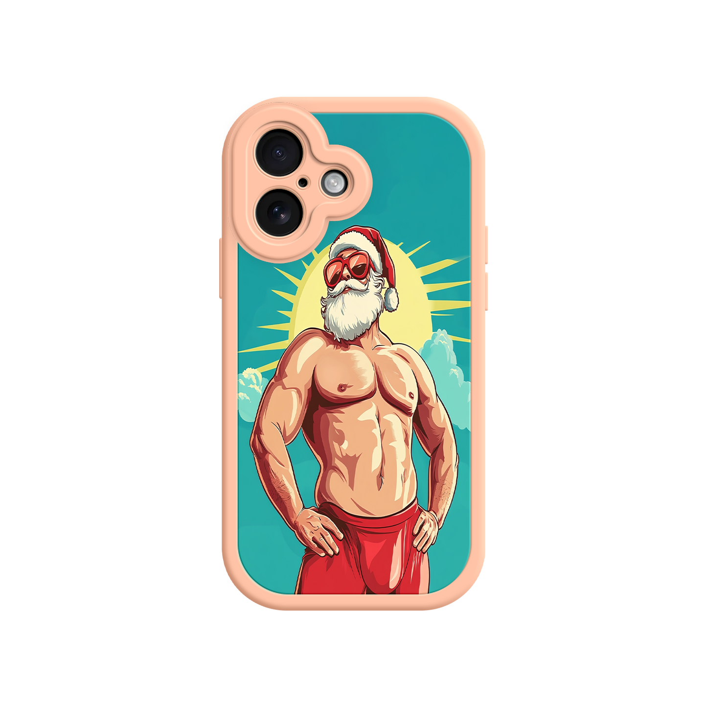 iPhone case with festive cartoon-style Santa