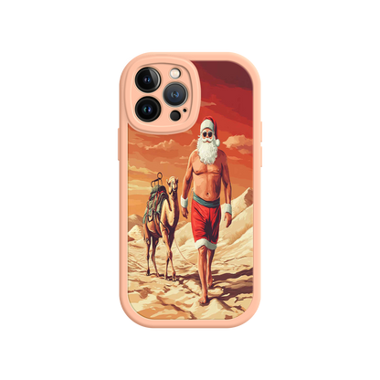 #MC0028 Factory Wholesale Desert Santa iPhone 17 Case – Funny Christmas Design, Muscular Santa & Camel, Holiday Heat Vibes