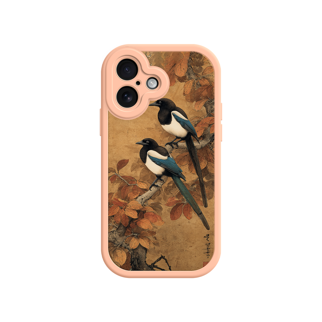 Decorative phone case with East Asian brushwork