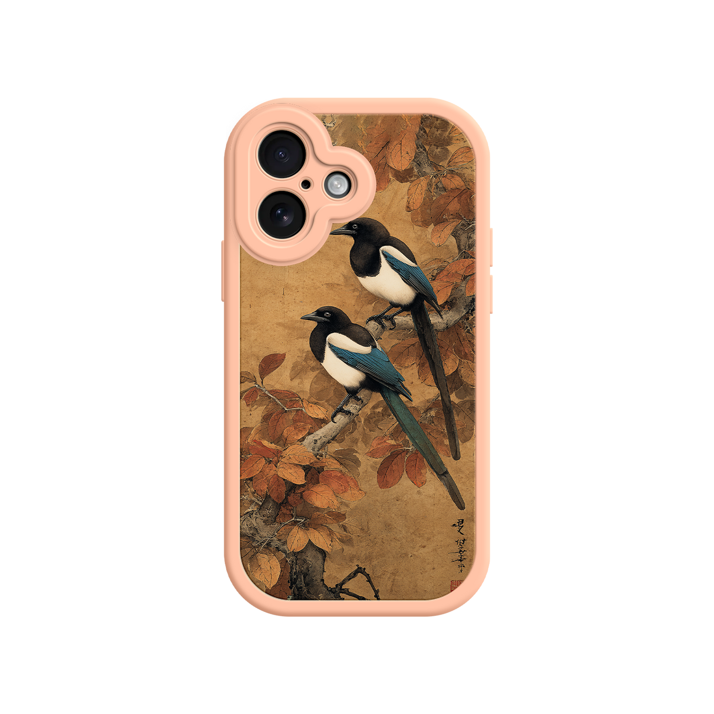 Traditional art phone case with parchment background