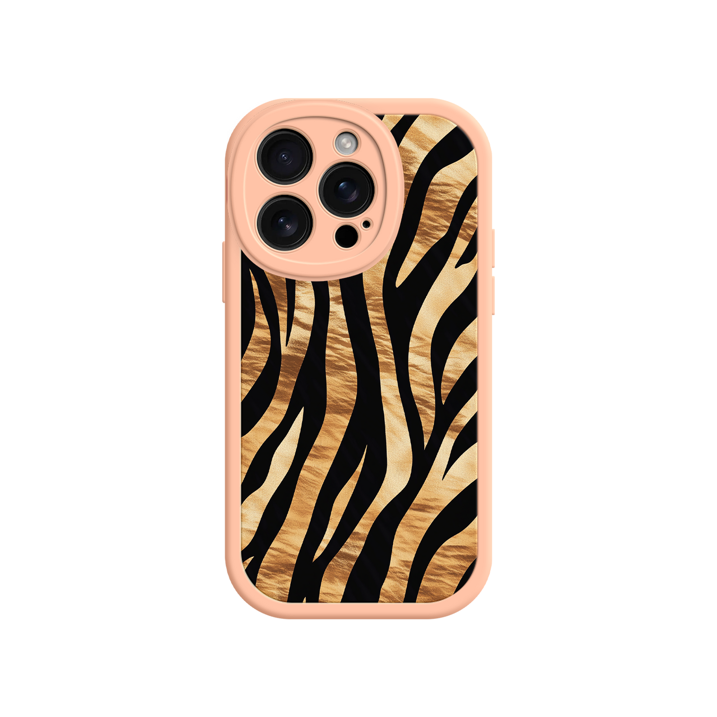#MC0011 Factory Wholesale Tiger Stripe iPhone Case – Bold Animal Print with Olive Green Frame