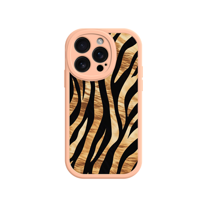 #MC0011 Factory Wholesale Tiger Stripe iPhone Case – Bold Animal Print with Olive Green Frame