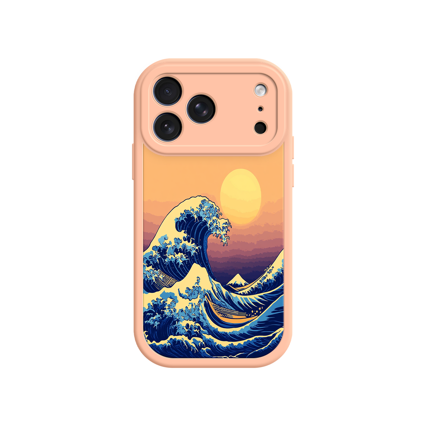 #MC0012 Factory Wholesale Great Wave Sunset iPhone Case – Japanese Art with Ocean & Mountain Design