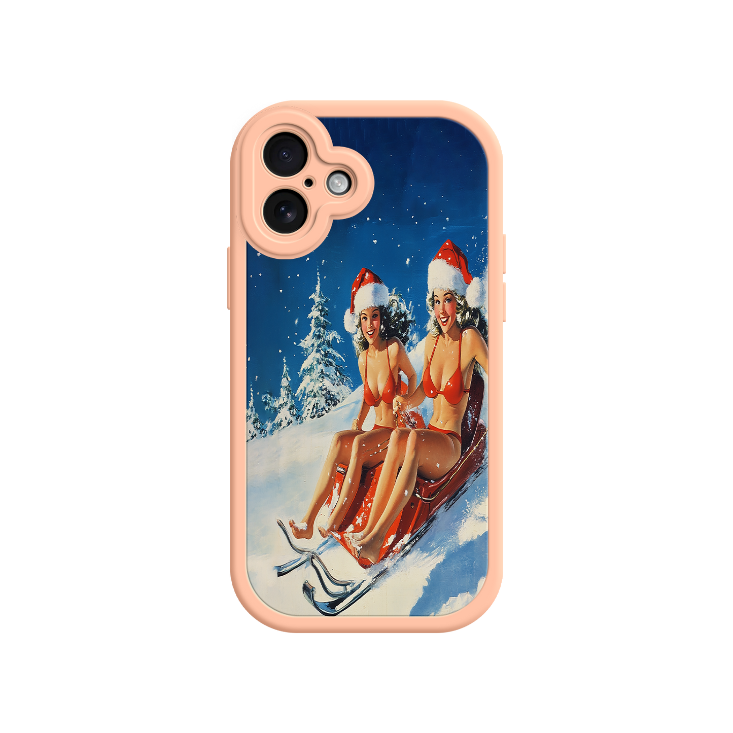 #MC0027 Factory Wholesale Santa Bikini Sled iPhone 17 Case – Funny Christmas Design, Sexy Holiday Vibes, Winter Wonderland Art
