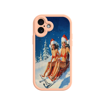 #MC0027 Factory Wholesale Santa Bikini Sled iPhone 17 Case – Funny Christmas Design, Sexy Holiday Vibes, Winter Wonderland Art