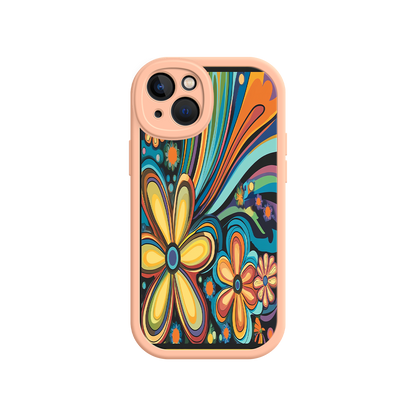 #MC0033 Factory Wholesale Psychedelic Floral iPhone 17 Case – Hippie Flower Power Design, 60s 70s Retro Vibes, Groovy Swirls