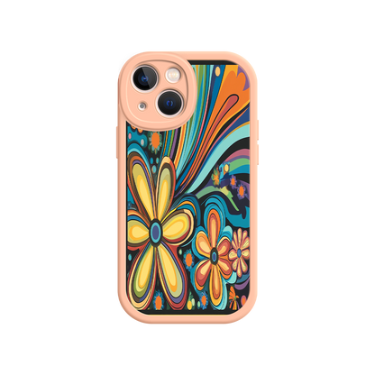 #MC0033 Factory Wholesale Psychedelic Floral iPhone 17 Case – Hippie Flower Power Design, 60s 70s Retro Vibes, Groovy Swirls