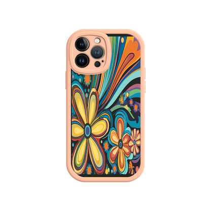 #MC0033 Factory Wholesale Psychedelic Floral iPhone 17 Case – Hippie Flower Power Design, 60s 70s Retro Vibes, Groovy Swirls