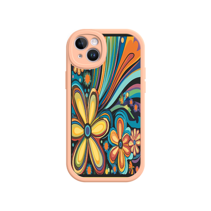#MC0033 Factory Wholesale Psychedelic Floral iPhone 17 Case – Hippie Flower Power Design, 60s 70s Retro Vibes, Groovy Swirls