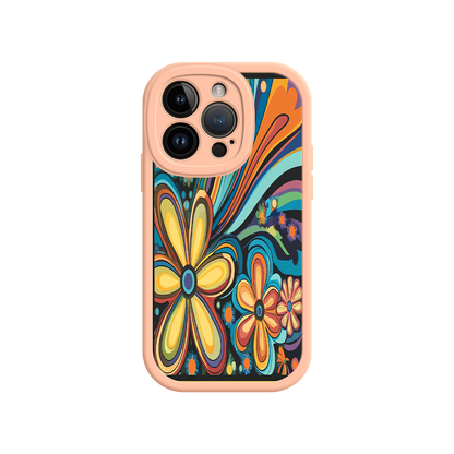 #MC0033 Factory Wholesale Psychedelic Floral iPhone 17 Case – Hippie Flower Power Design, 60s 70s Retro Vibes, Groovy Swirls