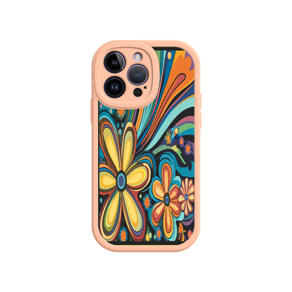 #MC0033 Factory Wholesale Psychedelic Floral iPhone 17 Case – Hippie Flower Power Design, 60s 70s Retro Vibes, Groovy Swirls