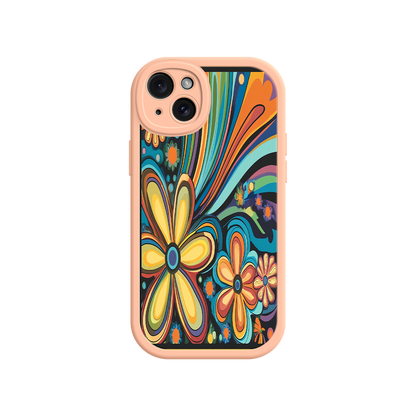 #MC0033 Factory Wholesale Psychedelic Floral iPhone 17 Case – Hippie Flower Power Design, 60s 70s Retro Vibes, Groovy Swirls