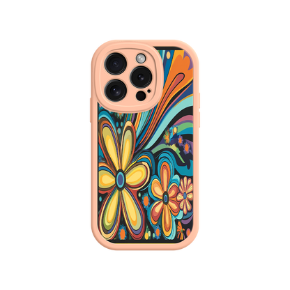 #MC0033 Factory Wholesale Psychedelic Floral iPhone 17 Case – Hippie Flower Power Design, 60s 70s Retro Vibes, Groovy Swirls