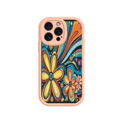 #MC0033 Factory Wholesale Psychedelic Floral iPhone 17 Case – Hippie Flower Power Design, 60s 70s Retro Vibes, Groovy Swirls