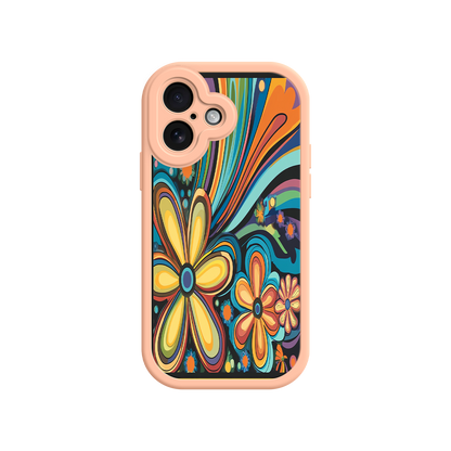 #MC0033 Factory Wholesale Psychedelic Floral iPhone 17 Case – Hippie Flower Power Design, 60s 70s Retro Vibes, Groovy Swirls
